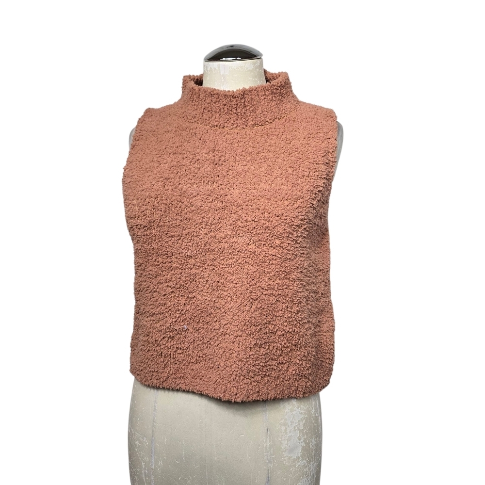 She + Sky Sleeveless Mock Neck Fluffy Top L